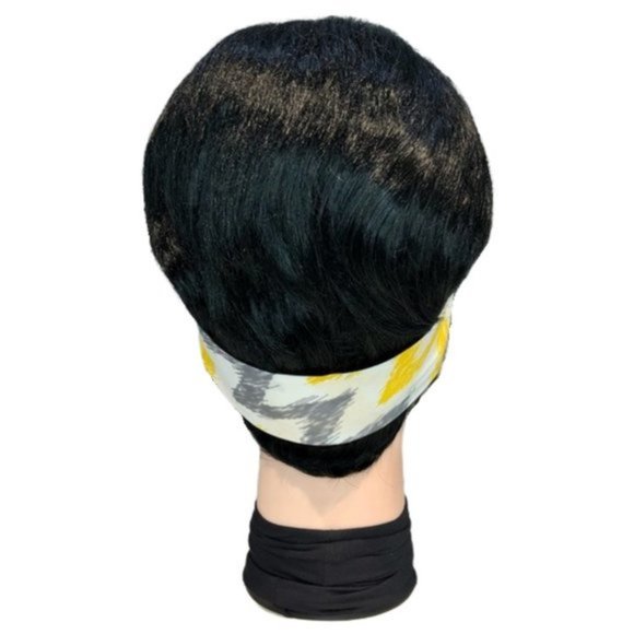 Zig Zag Gray and Yellow Stripe Bandana Tie Headband - Picture 6 of 13